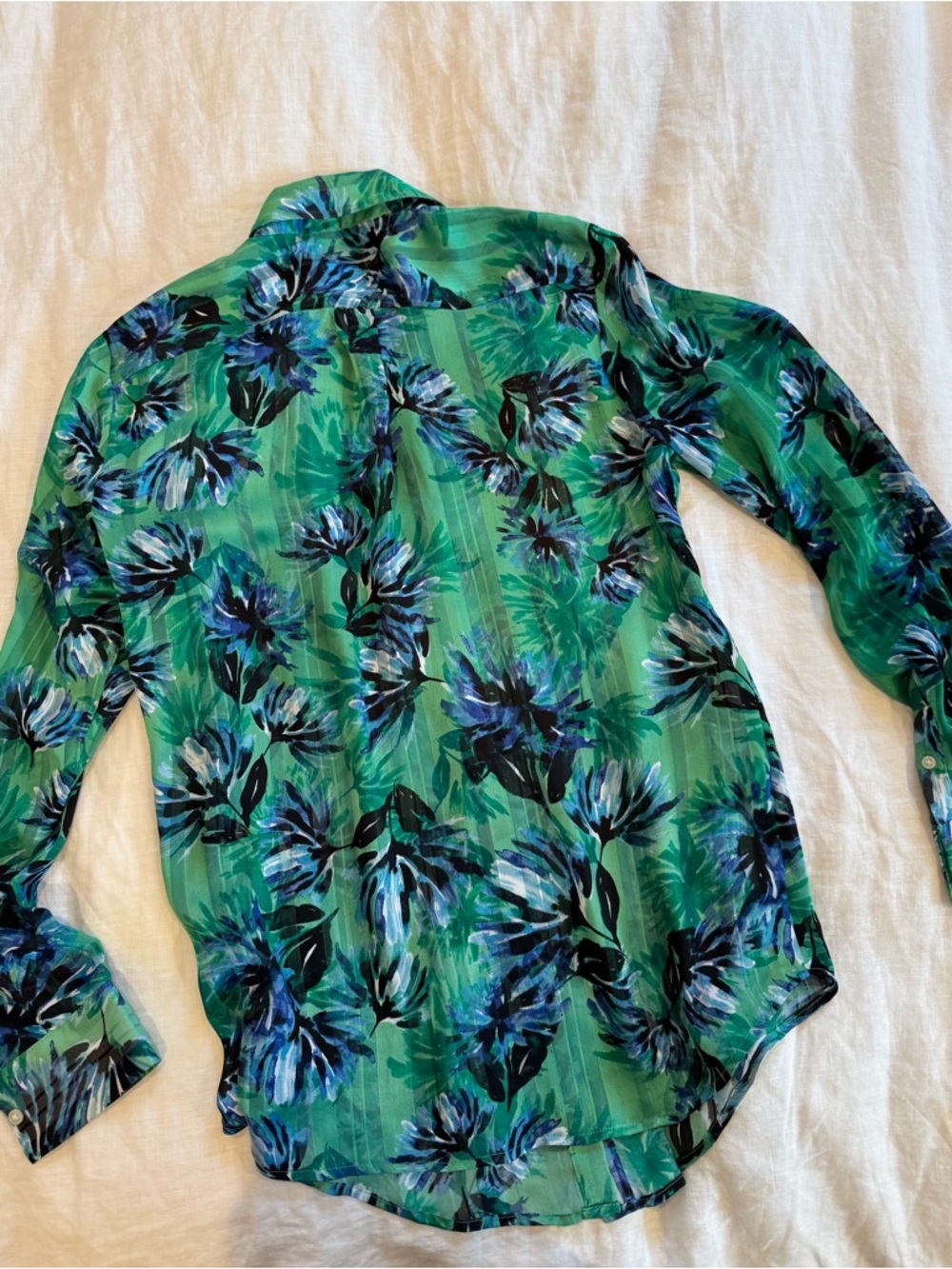 Banana Republic Green Blue Floral Button-Up Blouse